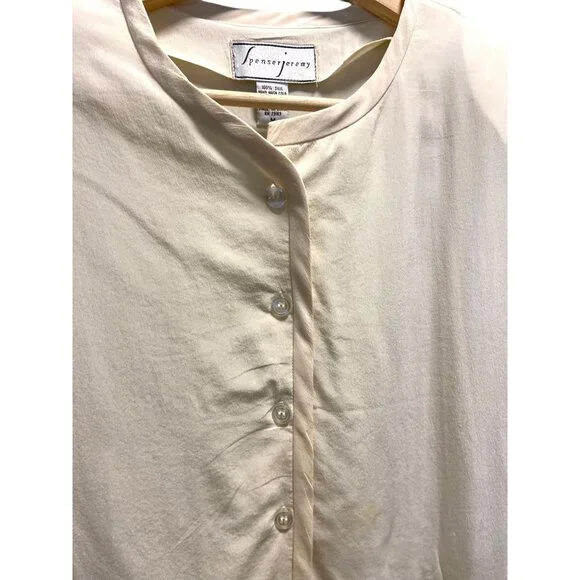 Spencer Jeremy Vintage 90’s Silk Blouse Cream Size M - Picture 6 of 15